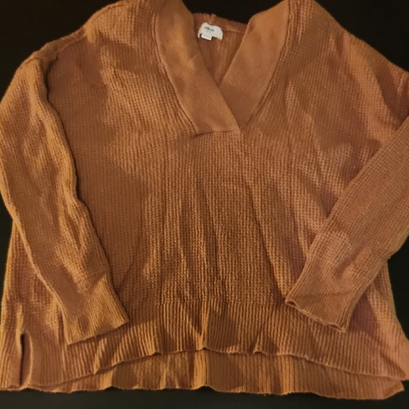 Aerie V-Neck Sweater in Warm Tan - Picture 1 of 10